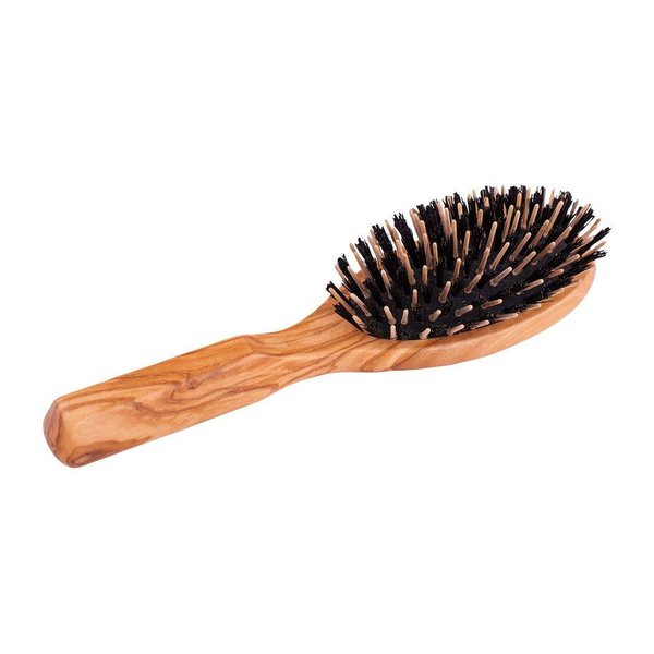 Redecker Wild Boar Bristle/Maple Pin Olivewood Hairbrush, 8-1/2-Inches