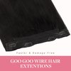 GOO GOO Wire Hair Extensions Human Hair, 1B Natural black Natural 20inch 110g, Invisible Wire Hair Extensions with Transparent, Seamless Fish Line Hairpiece
