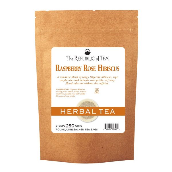 The Republic of Tea Raspberry Rose Hibiscus Tea, 250 Tea Bags, Caffeine-Free Herbal Tea