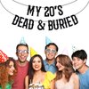 Black Glitter My 20's Dead & Buried Banner, Rip My 20's/Happy 30th Birthday/Not 30 Yet, 30th Birthday Party Decorations Supplies