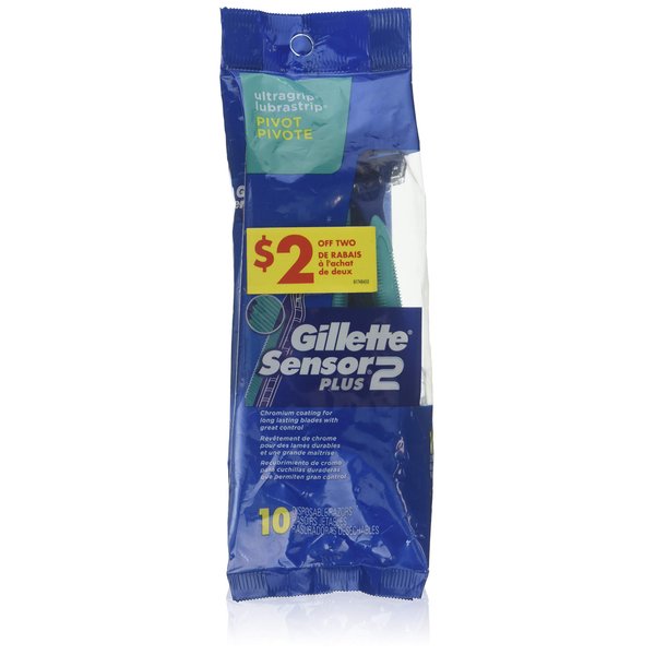 Gillette Mens Sensor 2 Plus Disposable Razor (10 Count)