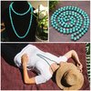 PEARLADA Boho Turquoise Necklace Long Beaded Necklace Strand Handmade Knotted Jewelry for Women Fashion Beads Endless Necklace