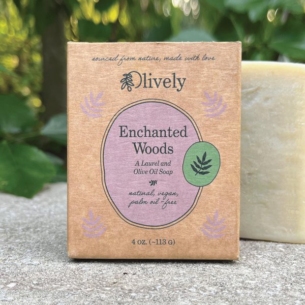 Olively Enchanted Woods - All Natural Soap Bar - Soap Bar handmade with Laurel and Olive Oil - Bar Soaps made with 100% natural ingredients - Body and Bath Soap - Vegan