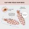 Kitsch Creaseless Hair Clips - Recycled Plastic XL No Bend Hair Clips for Makeup | No Crease Hair Clips | Stylish Make Up Hair Clip | Hair Accessories Styling Clips, 2pcs (Terracotta Checker)