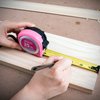 Apollo Tools Measuring Tape, 25 Foot, DT5002P, Nylon Blade, Lock Button, Belt Clip - Pink Ribbon - Pink