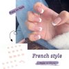48Pcs French Tip Press on Nails Toenails Acrylic Manicure Kit Medium Fake Nails Full Cover White Stick on Nails Square Summer Pink Toe Nails for Women (White A)