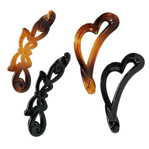 4 Pieces Hair Banana Clips Ponytail Maker Holder 4 Color Classic Clincher Clip Vintage Plastic Tool No Slip Grip Thin Thick Hair Stong Catch Barrettes Clamp Hair Fashion Styling Accessories for Girls Women