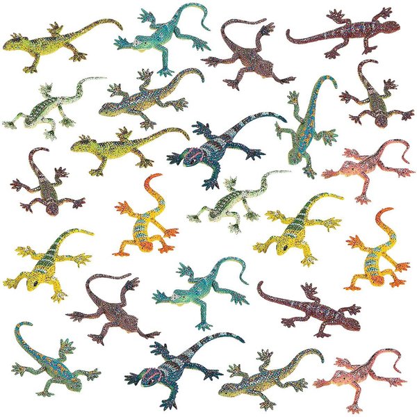 Shiny Glitter Lizards - Toys, Party Favors and Easter Basket Stuffers - Bulk Set of 24 Pieces