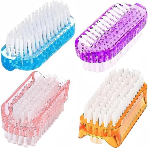 Nail Brush Two Sided Hand Fingernail Scrub Brushes Soft Stiff Bristles Scrubber Nails Toes Cleaning Brush for Men Women Kids - 4 PCS