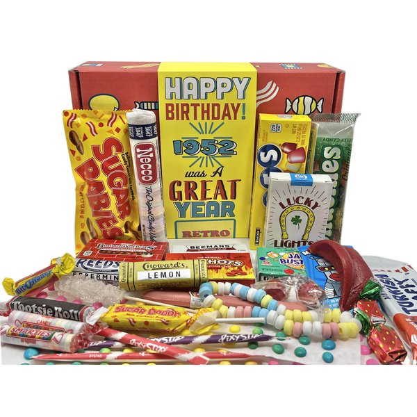 RETRO CANDY YUM ~ 1952 72nd Birthday Gift Box Nostalgic Candy Mix from Childhood for 72 Year Old Man or Woman Born Back in 1952 Jr