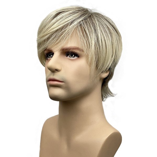 Aimole Men Wigs Short Straight Hair Synthetic Wig 6 inches
