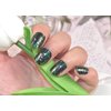 LIFOOST Semi Cured Gel Nail Stickers Black Green Sparkly Sequins Adhesive Nail Polish Strips for Women Manicure