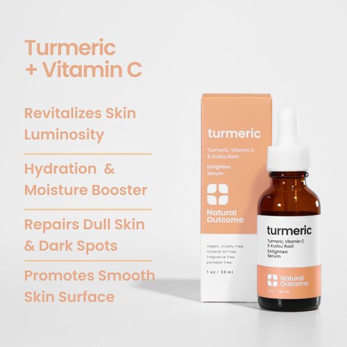 Natural Outcome Turmeric Face Serum l Dull Spot Corrector Facial Serum I Reduces Sunspots, Hyperpigmentation, and Age Spots I Advanced Anti-Aging Serum with Vitamin C and Kudzu Root I 1 oz