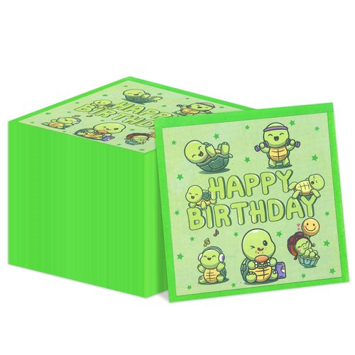 100Pcs Turtle Party Napkins, Disposable Sea Turtle Napkins, Cute Turtle Birthday Decorations Napkins for Under the Sea Party Decorations Baby Shower Boys Girls Party Supplies, 13 x 13 Inches