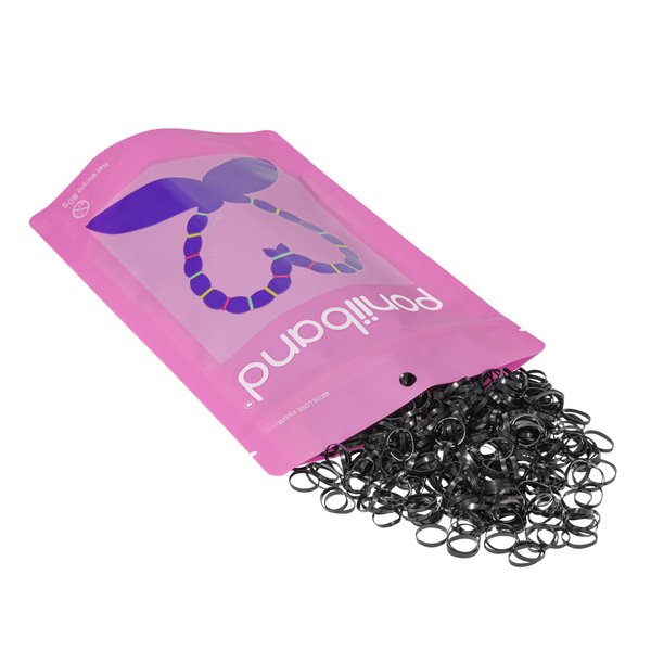 PONIIBAND Premium Hair Elastic Tie Bands Latex-Free (20mm x 2mm x 0.4mm, Midnight Black) 2,000 pcs