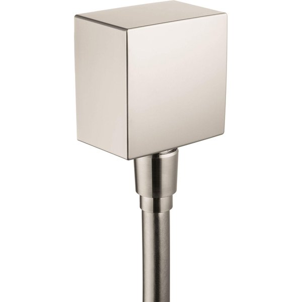 hansgrohe FixFit Handheld Shower Wall Outlet 1/2-inch Thread Connection Square Modern Flush Mount in Brushed Nickel, 26455821