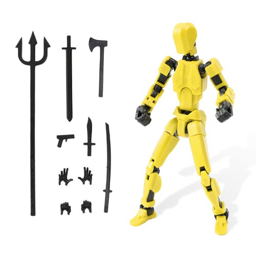 Fugacus Titan 13 Action Figure, Dummy 13 Action Figure Lucky 13 Action Figure T13 Action Figure 3D Multi-Jointed Movable, T13 Action Figure Toy (Yellow)