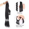 32 Inch Long Braided Ponytail Hair Extensions Wrap Around Ponytail DIY Straight Pony Tails Extensions for Black Women Elastic Ponytail Extensions Girls Magic Paste Ponytail (2#)