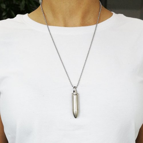 Small Pill Box Titanium Pill Fob Necklace Bullet Nitro Mini Waterproof Pill Holder Lightweight Survival Case Keychain Pill Bottle for Men & Women (TC02(Bullet Pendant))