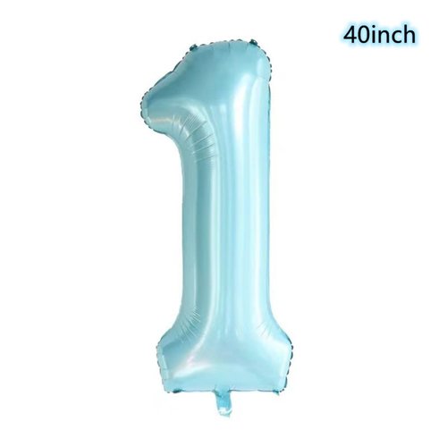 40inch Light Blue Butterfly Number 1 balloons, Giant Big Foil Mylar Helium Numbers Balloons 1, Butterfly Themed Birthday Party Supplies, First Birthday Baby Shower Balloon Supplies (1)