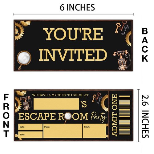 Qlnuk Escape Room Party Invitations Mystery Escape Room Ticket Invitations Set of 20 Invites with Envelopes