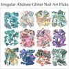 Abalone Seashell Nail Art Slices, Holographic 3D Mermaid Irregular Nail Art Glitter Flakes, Ocean Beach Shell Nail Sequins Supplies for Women Girls Manicure Sparkly Decoration, DIY Resin Nail Art Tips
