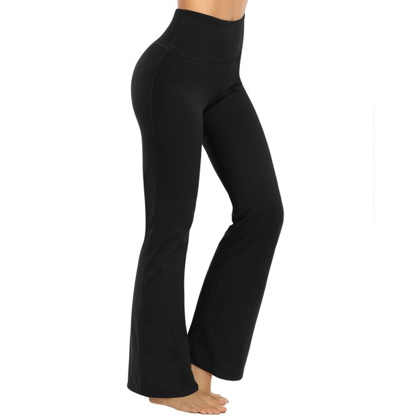 Promover Bootcut Yoga Pants for Women High Waist Dress Pants Flare Leggings Bootleg Workout Pant for Casual Work(Black-31, Small)