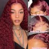 MISSJAY Burgundy 13x4 HD Lace Front Wigs Human Hair 99J Deep Wave Human Hair Wigs for Black Women Curly Wigs Pre Plucked with Baby Hair 180 Density (18 Inch)
