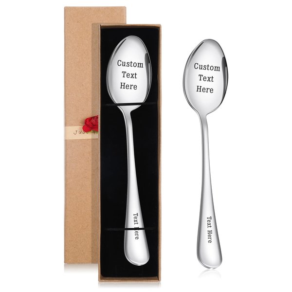 Atdesk Custom Spoon, Stainless Steel Coffee Spoon, Engraved Name Ice Cream Spoon, Anniversary Birthday Christmas Gifts, Mirror Finished & Dishwasher Safe (1)