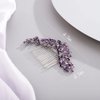 Chargances Bridal Crystal Hair Comb Purple Wedding Rhinestone Hair Side Comb Fashion Handmade Hair Accessories for Bride Wedding Prom Flower Girl Headpieces (Purple)