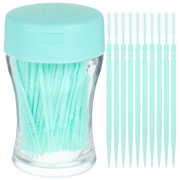 200pcs Double-Head Toothpicks Soft Plastic Oral Care Interdental Floss Cleaners Floss Picks,Braces flossers,Floss for Braces,Floss Sticks for Adults(Sky-Blue)