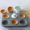 Sinsanye 2 Pack Mini Tart Pan, 2.75" Egg Tart Molds 6-Cavity Non Stick Fluted Mini Tart Mould, Reusable Quiche Bakeware Carbon Steel for Pies, Quiche, Cheese Cakes, Desserts(Not Included Cutting Mold)