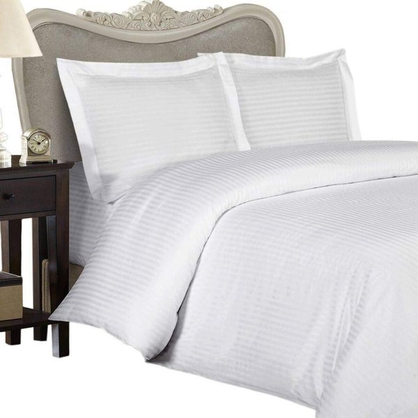 Luxurious White Damask Stripe, Olympic Queen Size, 800 Thread Count Ultra Soft Single-Ply 100% Egyptian Cotton, Extra Deep Pocket Four (4) Piece Bed Sheet Set with 2 Pillow Cases 800TC