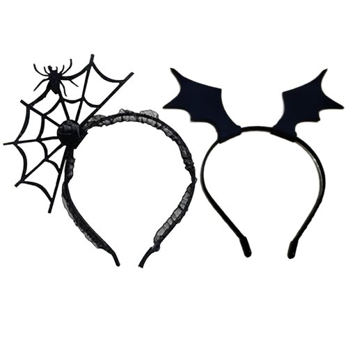 Comelodiant 2PCS Halloween Headband Spider Web Hairband Bat Headband for Women Girls Halloween Party Costume Accessories