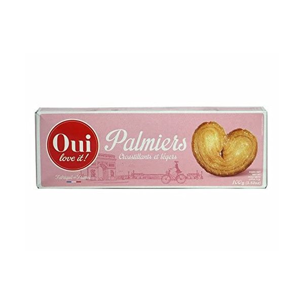 From France Oui Love It French Puff Pastry Cookies Palmiers 100g (3.52oz) Pack of 6