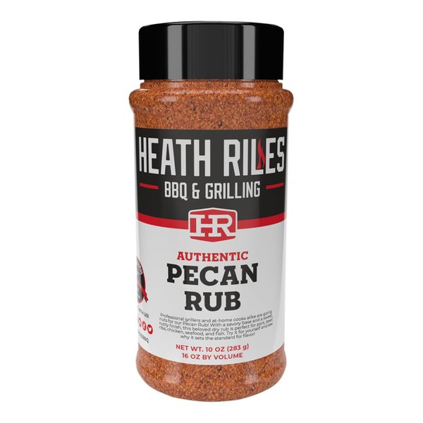 Heath Riles BBQ Pecan Rub Seasoning, Champion Pitmaster Recipe, Shaker Spice Mix, 10 oz.