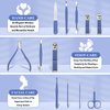 Manicure Set Professional Nail Clippers Pedicure Kit, 12 Pcs Stainless Steel Nail Care Tools Grooming Kit with Luxurious Travel Leather Case for Men Women Gift (Blue)