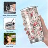 ALAZA Floral Roses Red Pink Tumbler with Lids and Straws,Reusable Stainless Steel Vacuum Insulated Tumbler Cup,Iced Coffee Travel Mug Water Bottle 20oz(590ml)