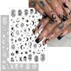 10 Sheets Black White Nail Art Stickers Snake Nail Decals Star Moon Star Rose Leaf Flame Nail Art Supplies Butterfly Acrylic Nail Supplies 3D Goth Snake Nail Design Stickers DIY Nail Decor