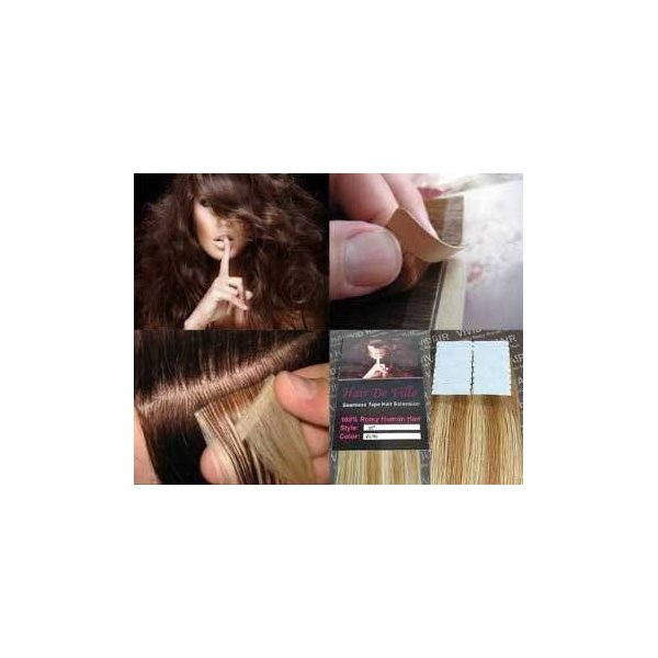 20 Pcs X 22" inches Remy Seamless Tape Skin weft Human Hair Extensions Color 7G/9G Lightest Brown Mix Blonde
