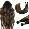 DOORES I Tip Hair Extensions Real Human Hair, Balayage Dark Brown to Chestnut Brown 18 Inch 50g/50s,I Tips Hair Extensions Human Hair Invisible I Tips Extensions Cold Fusion Hair Extensions Straight