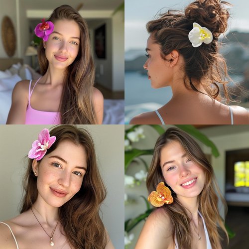 10PCS Flower Hair Clips for Women, Colorful Orchid Hair Clip Summer Artificial Flowers Hair Clips Hair Accessories for Women Gifts(Mixed)