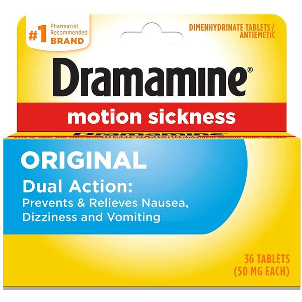 Dramamine Motion Sickness Relief, Original Formula, 36 Count (Pack of 2)