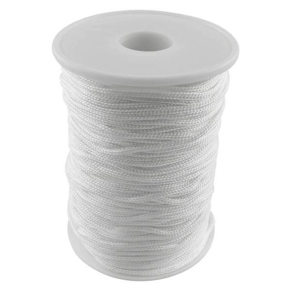 AXLIZER 1PC 2mm Braided Shade Roller Blinds Cord White Pull String Rope, Blinds Lifting Rope, Braided Lift Shade Cord for Aluminum Blind Shade Repair and DIY Crafts Projects