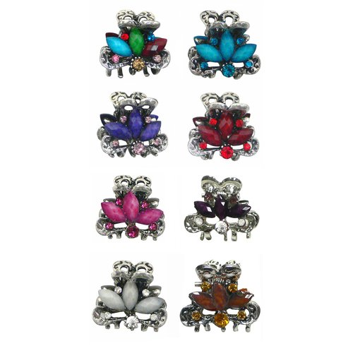 Set of 8 Tiny Metal Hair Claws, Very Light Weight Tiny Jaw Claw Clips U864175-0580-8