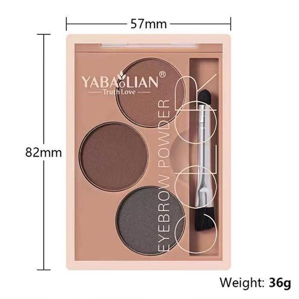 AMAKO Tri-Color Eyebrow Powder Women Waterproof Sweatproof Lasting Tri-Color Palette Women Waterproof Eyebrow Pencil Natural Grooming (03#)