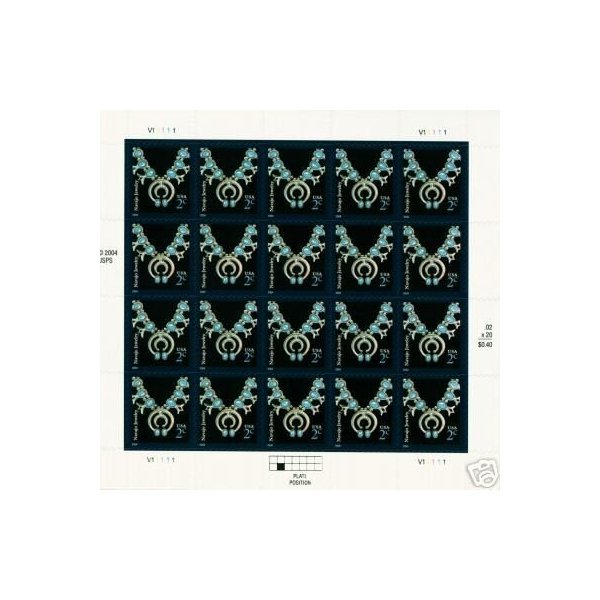 Monond Navajo Jewelry 20 x 2 cent US POSTAGE stamps NEW by USPS