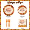 KORHONEN Friendsgiving Party Decorations, 96Pcs Thanksgiving Tableware Set Includes Friendsgiving Napkins Plates Forks, Friendsgiving Maple Leaves Party Supplies
