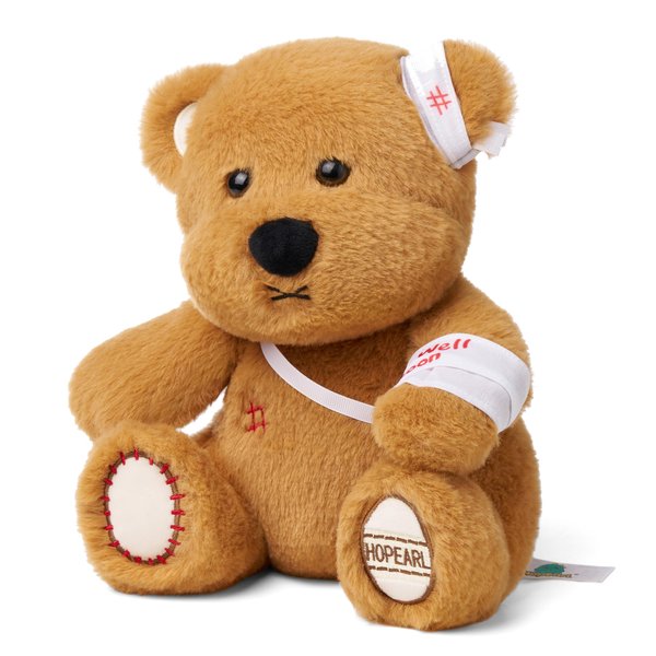 Hopearl Broken Arm Bear Toy, Soft Stuffed Animal, Comforting Companion, Brown, 10 inches