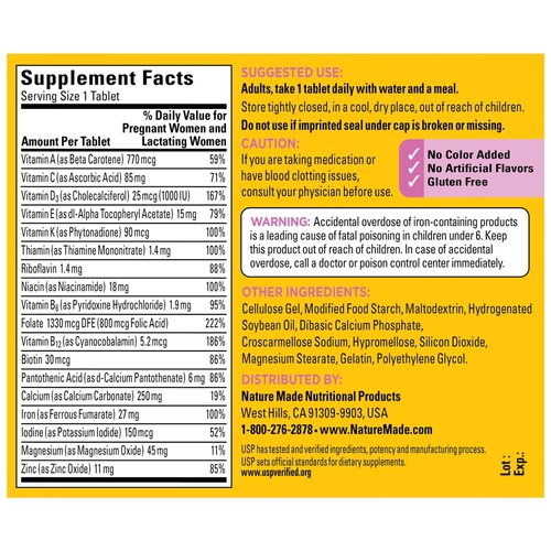Nature Made Prenatal Multi, 90 Tablets, Folic Acid + 17 Prenatal Vitamins & Minerals to Support Baby Development and Mom, Vitamin D3, Calcium, Iron, Iodine, Vitamin C, and More (Pack of 3)